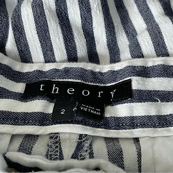 Theory Inza Striped Linen Blend Cropped Wide leg Pants 29040 - Picture 8 of 10